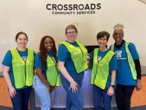 staff volunteers at crossroads