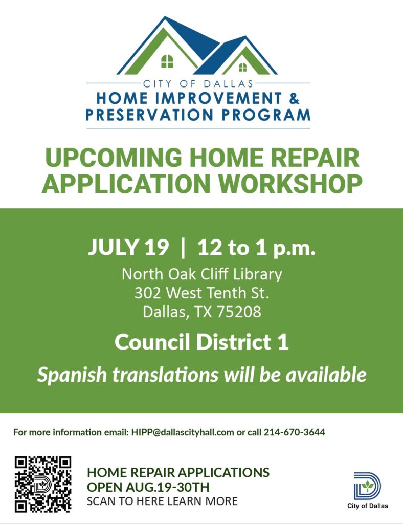 City of Dallas Home Improvement and Preservation Program Meetings The Senior Source