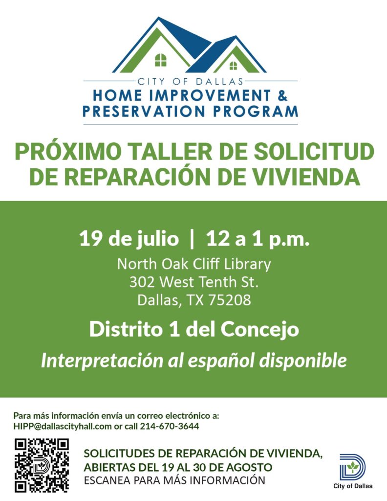 City of Dallas Home Improvement and Preservation Program Meetings The Senior Source espanol